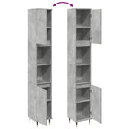 Armario de baño madera contrachapada gris hormigón 30x30x190 cm