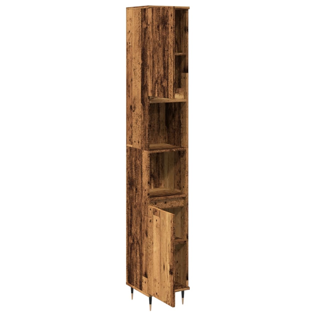 Armario de baño madera de ingeniería envejecida 30x30x190 cm