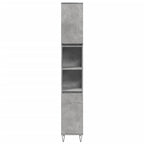 Armario de baño madera contrachapada gris hormigón 30x30x190 cm