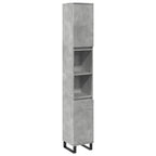 Armario de baño madera contrachapada gris hormigón 30x30x190 cm