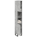 Armario de baño madera contrachapada gris hormigón 30x30x190 cm
