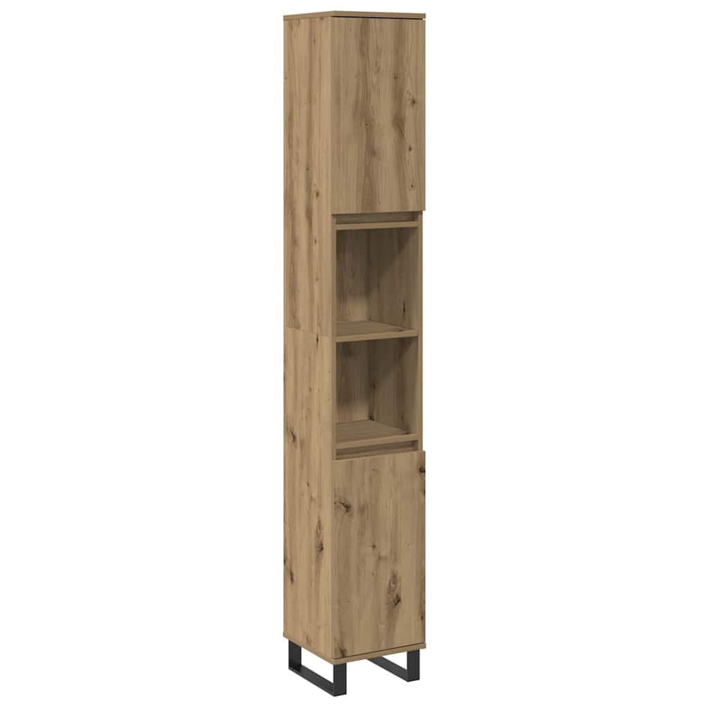 Armario de baño madera contrachapada roble artisan 30x30x190 cm