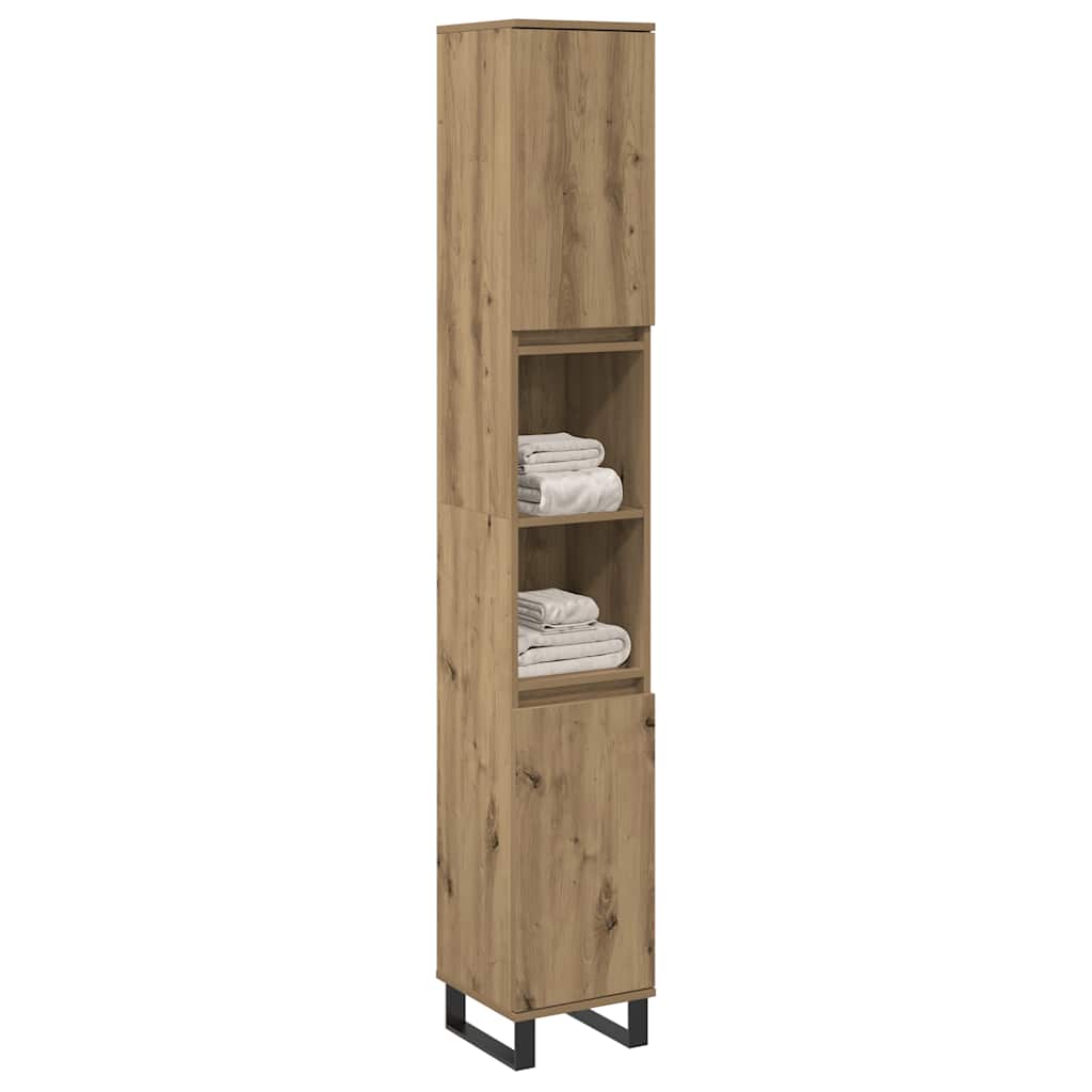 Armario de baño madera contrachapada roble artisan 30x30x190 cm