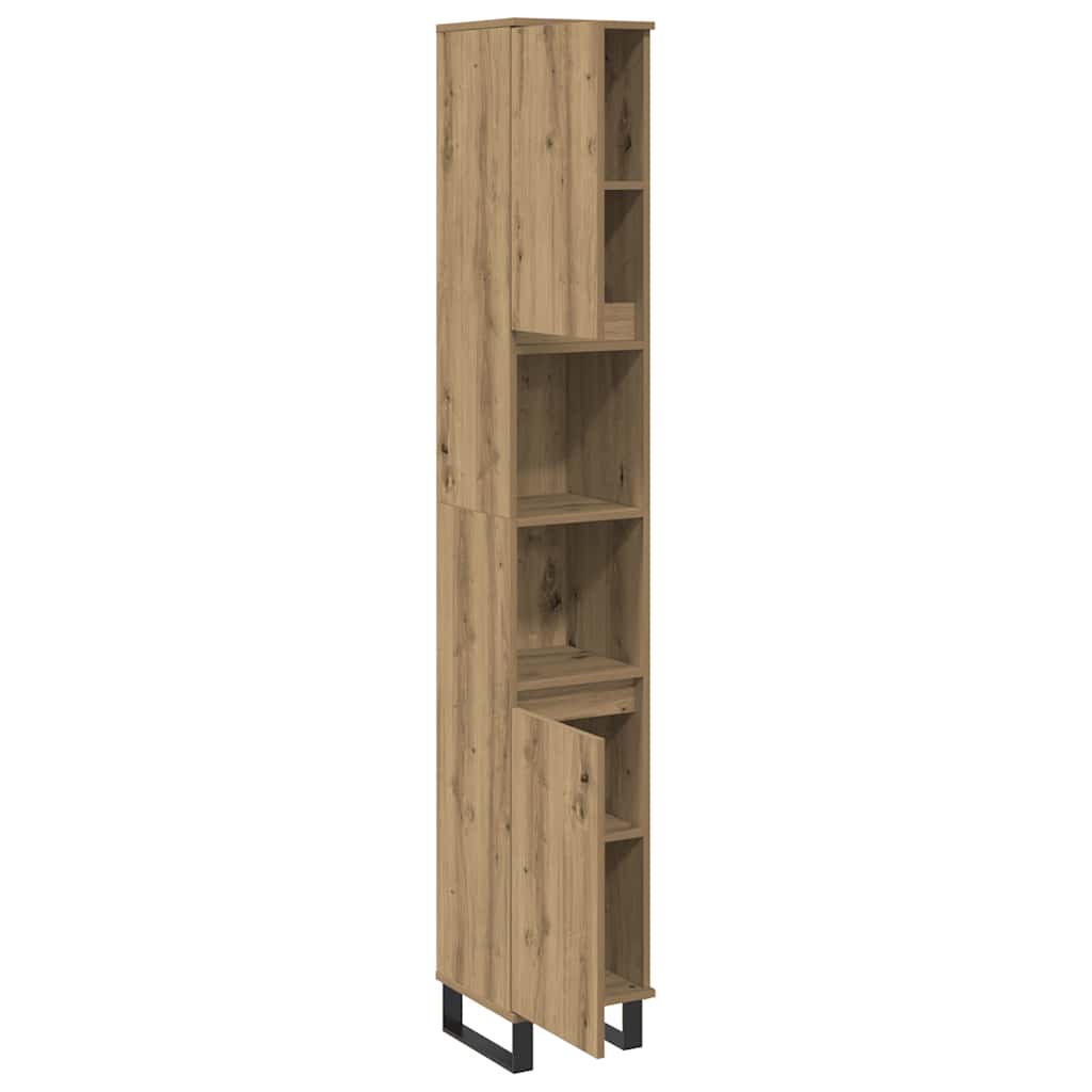 Armario de baño madera contrachapada roble artisan 30x30x190 cm