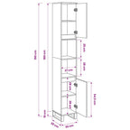 Armario de baño madera contrachapada roble artisan 30x30x190 cm