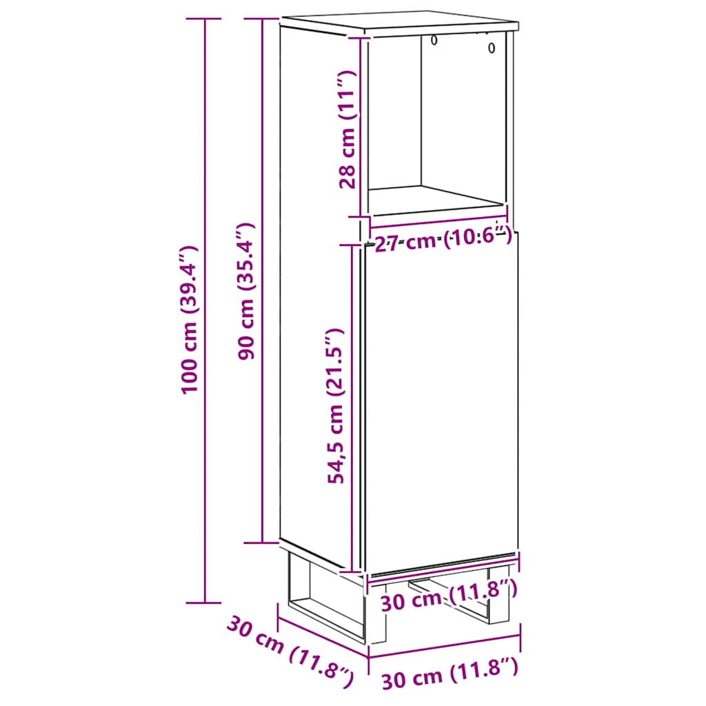 Armario de baño madera de ingeniería roble artisan 30x30x100 cm
