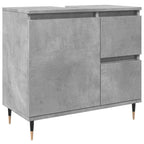 Armario de baño madera contrachapada gris hormigón 65x33x60 cm