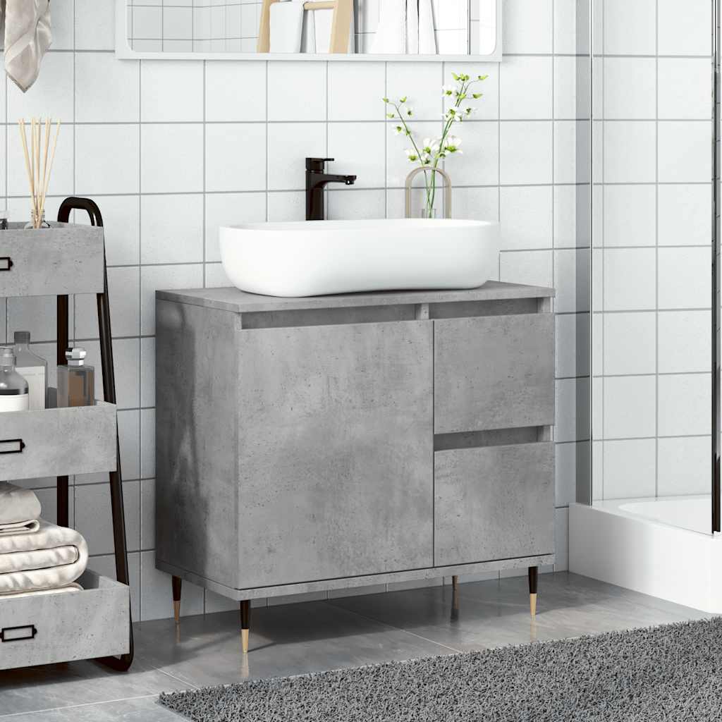 Armario de baño madera contrachapada gris hormigón 65x33x60 cm