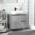 Armario de baño madera contrachapada gris hormigón 65x33x60 cm