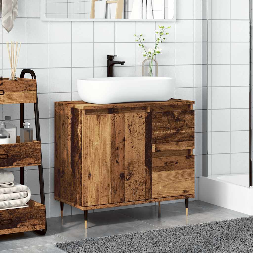 Armario de baño madera de ingeniería envejecida 65x33x60 cm