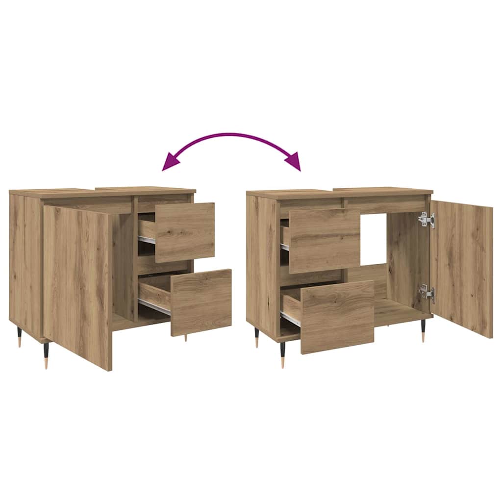 Armario de baño madera de ingeniería roble artisan 65x33x60 cm
