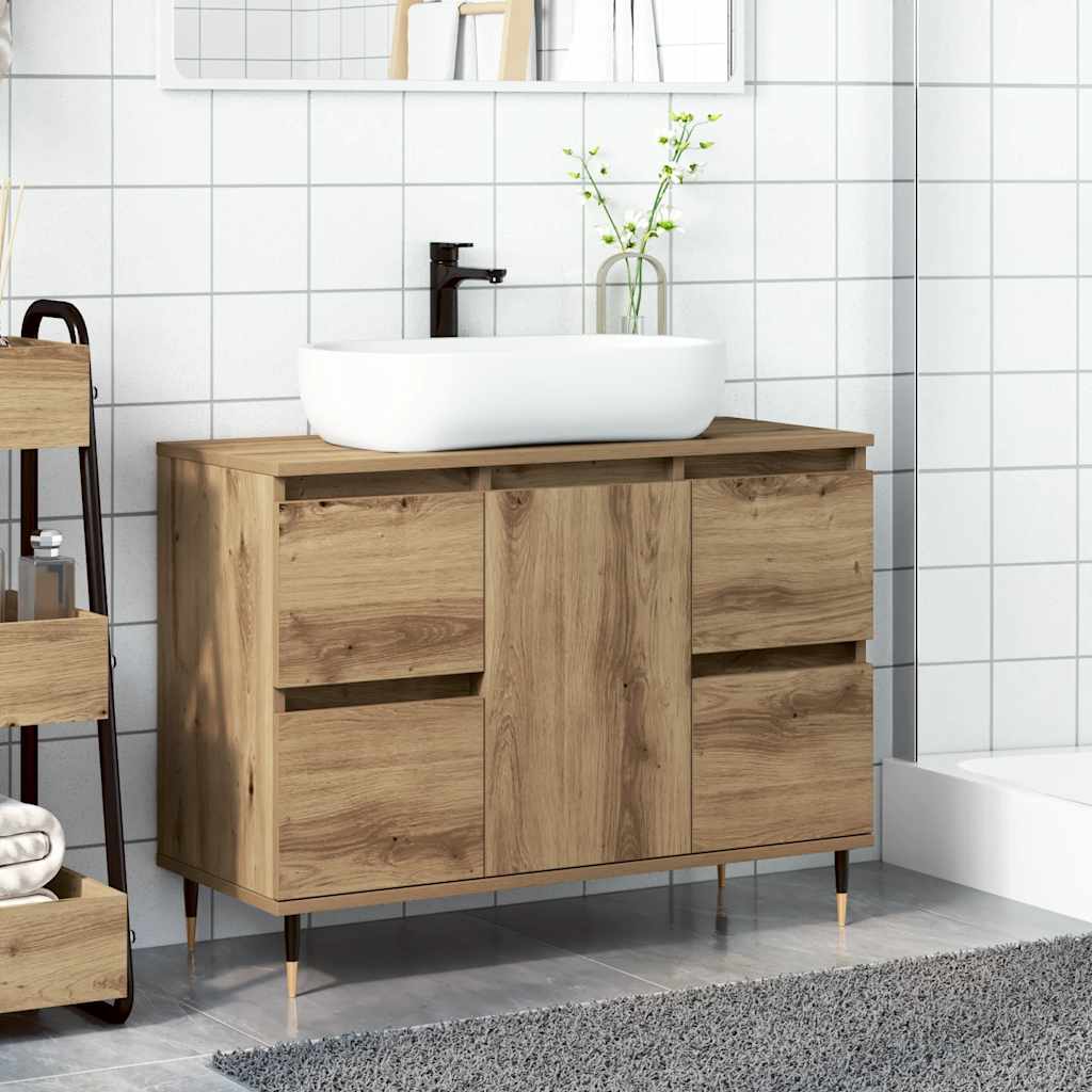 Mueble de baño madera de ingeniería roble artisan 80x33x60 cm