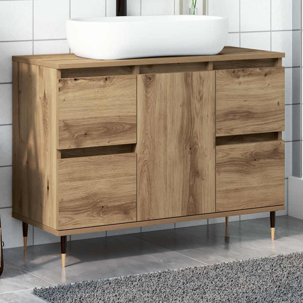Mueble de baño madera de ingeniería roble artisan 80x33x60 cm