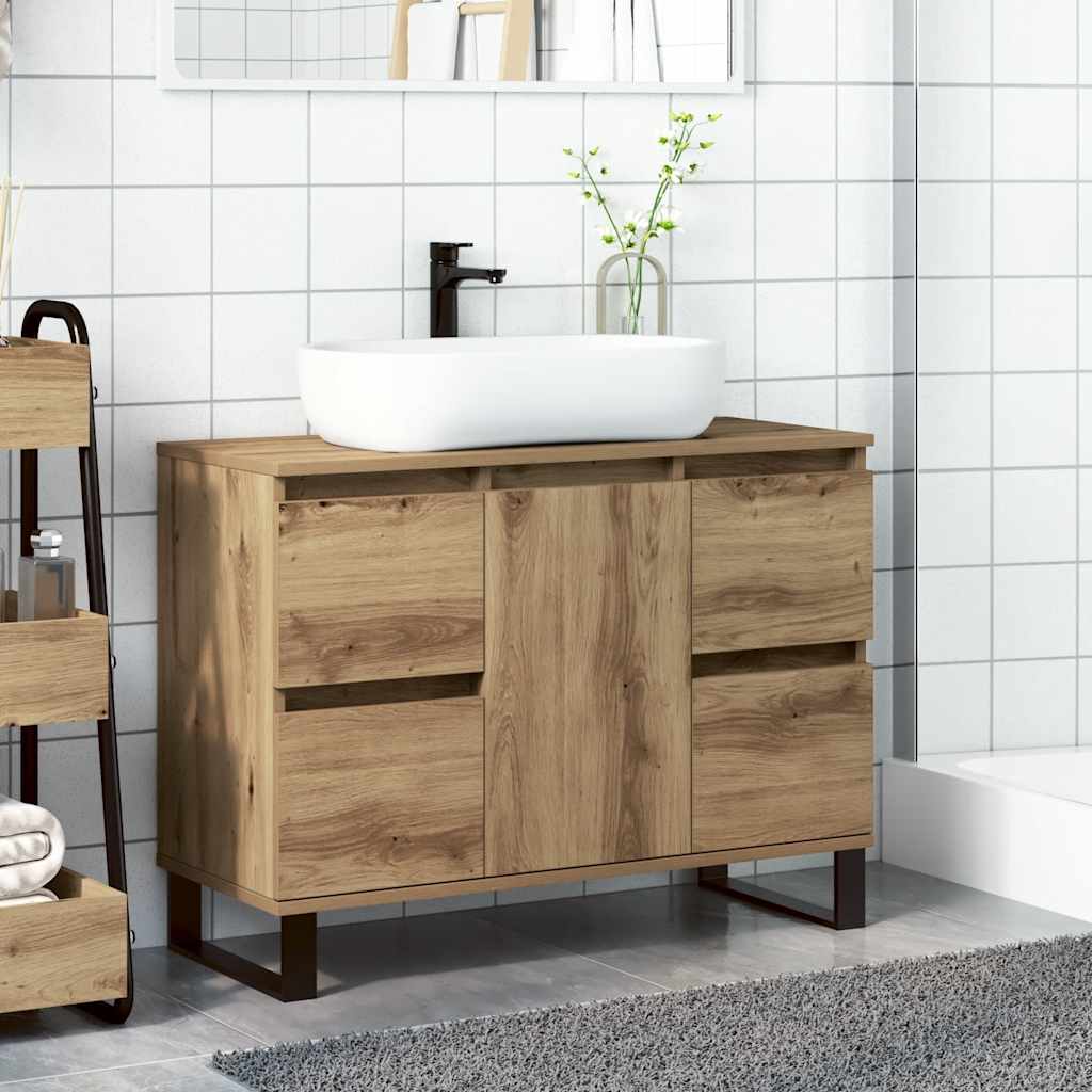 Mueble de lavabo madera de ingeniería roble artisan 80x33x60 cm