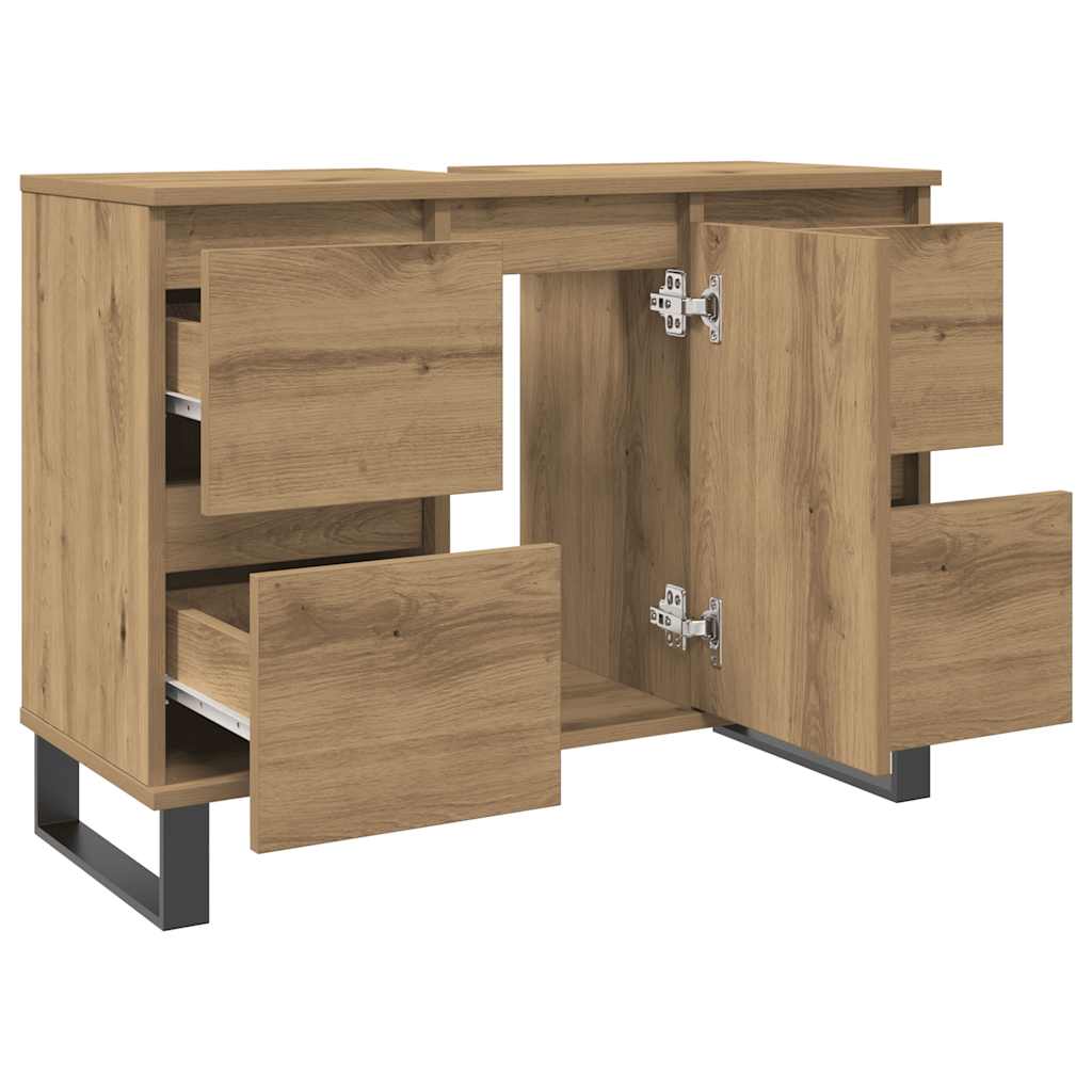 Mueble de lavabo madera de ingeniería roble artisan 80x33x60 cm
