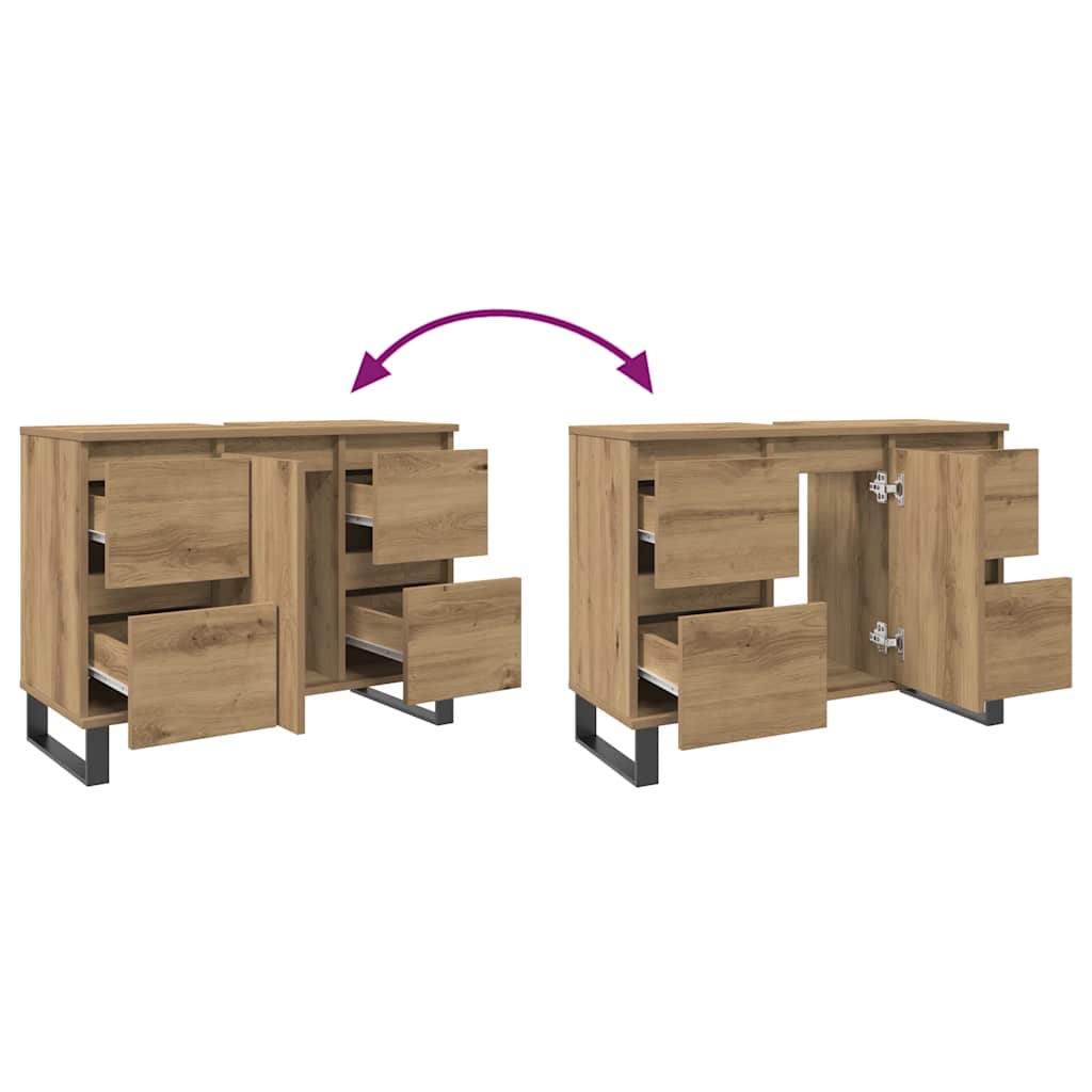 Mueble de lavabo madera de ingeniería roble artisan 80x33x60 cm