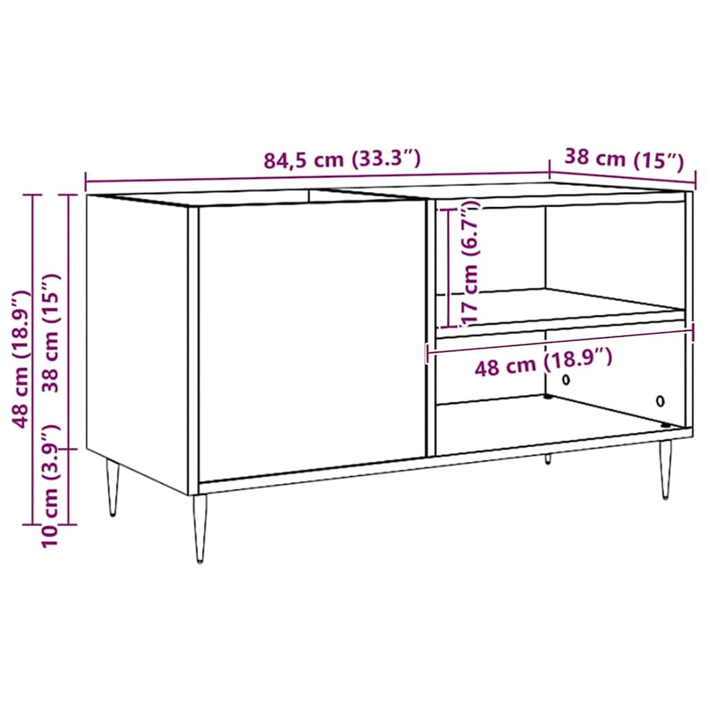 Mueble discos madera de ingeniería roble artisan 84,5x38x48 cm