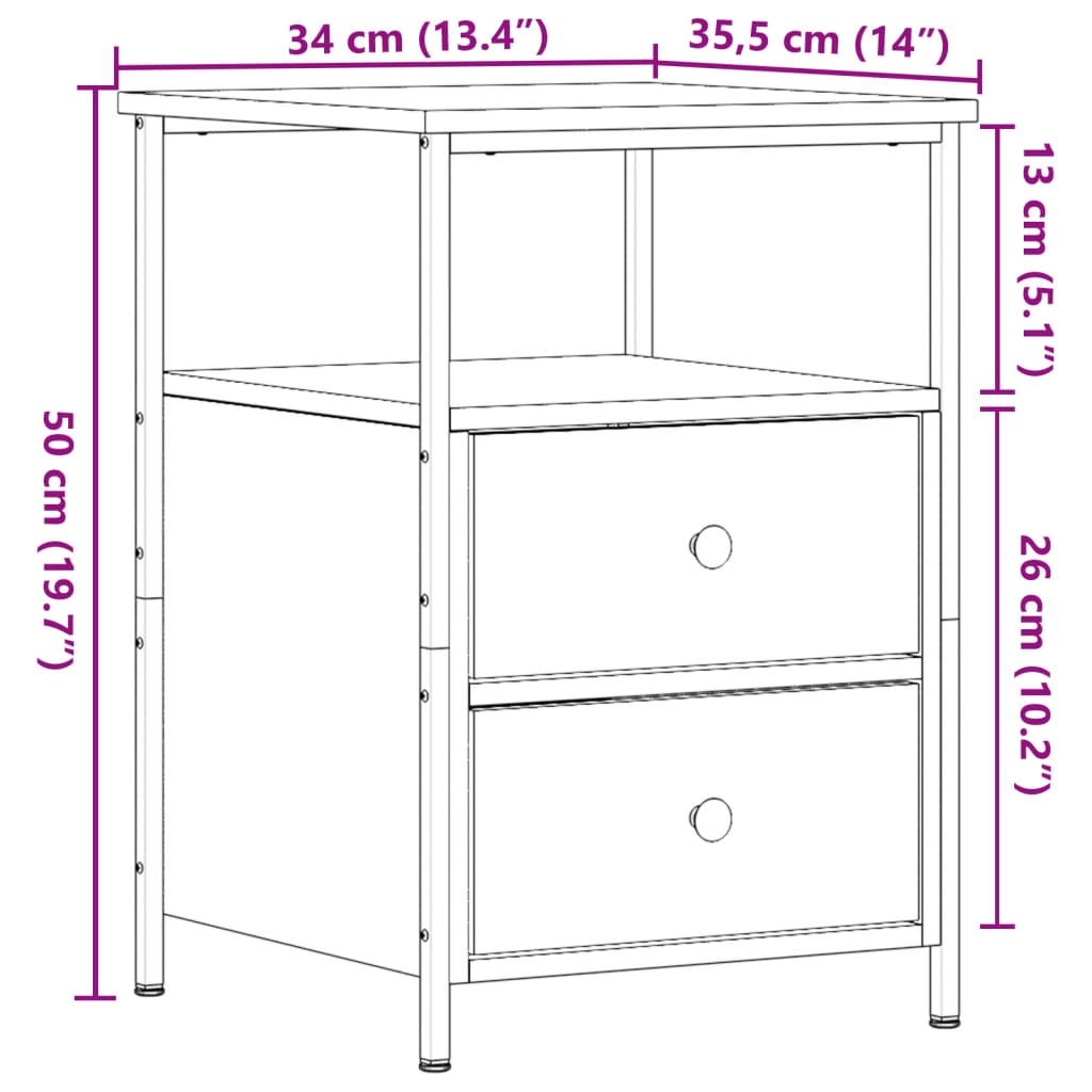Mesitas de noche 2 uds madera envejecida 34x35,5x50 cm