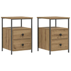 Mesitas de noche 2 uds madera roble artisan 34x35,5x50 cm