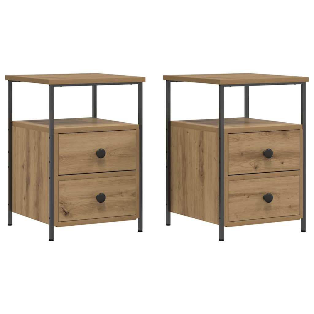 Mesitas de noche 2 uds madera roble artisan 34x35,5x50 cm
