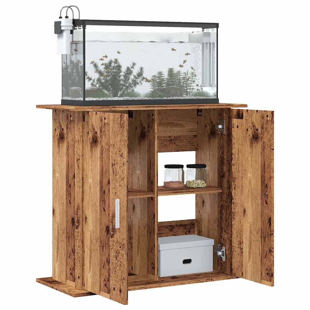 Soporte para acuario madera ingeniería envejecida 81x36x73 cm
