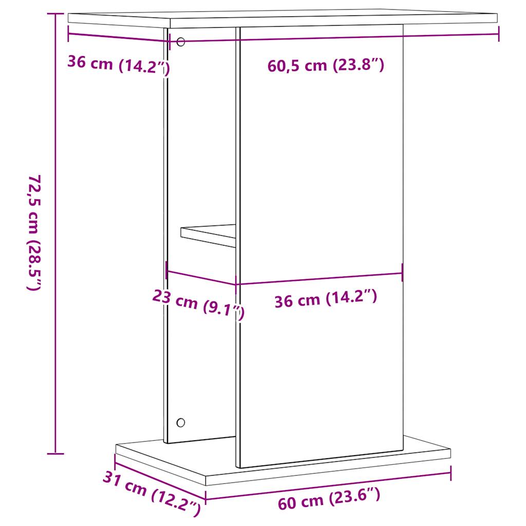Soporte para acuario madera ingeniería envejecida 36x75x72,5 cm