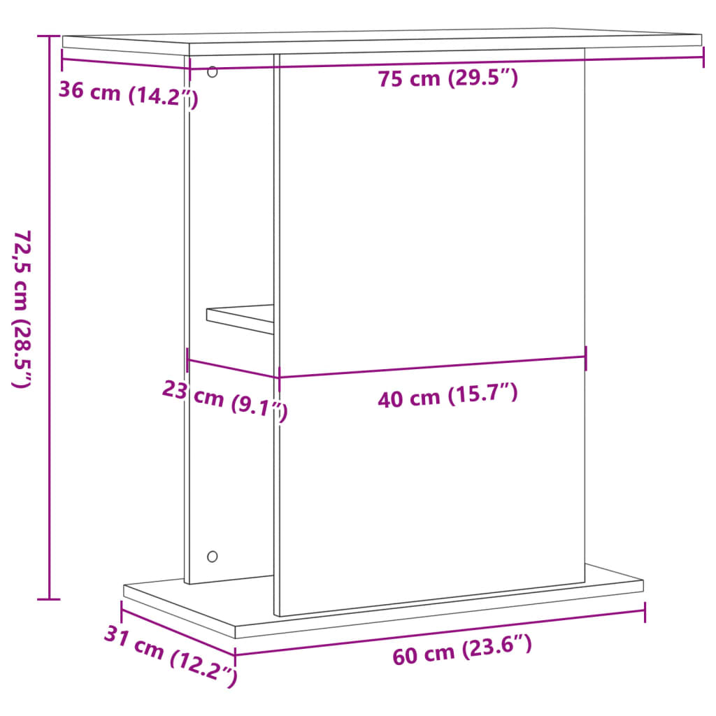 Soporte para acuario de madera vieja 36x75x72,5 cm Madera de ingeniería