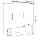 Armario de pared madera de ingeniería madera vieja 60x31x70 cm