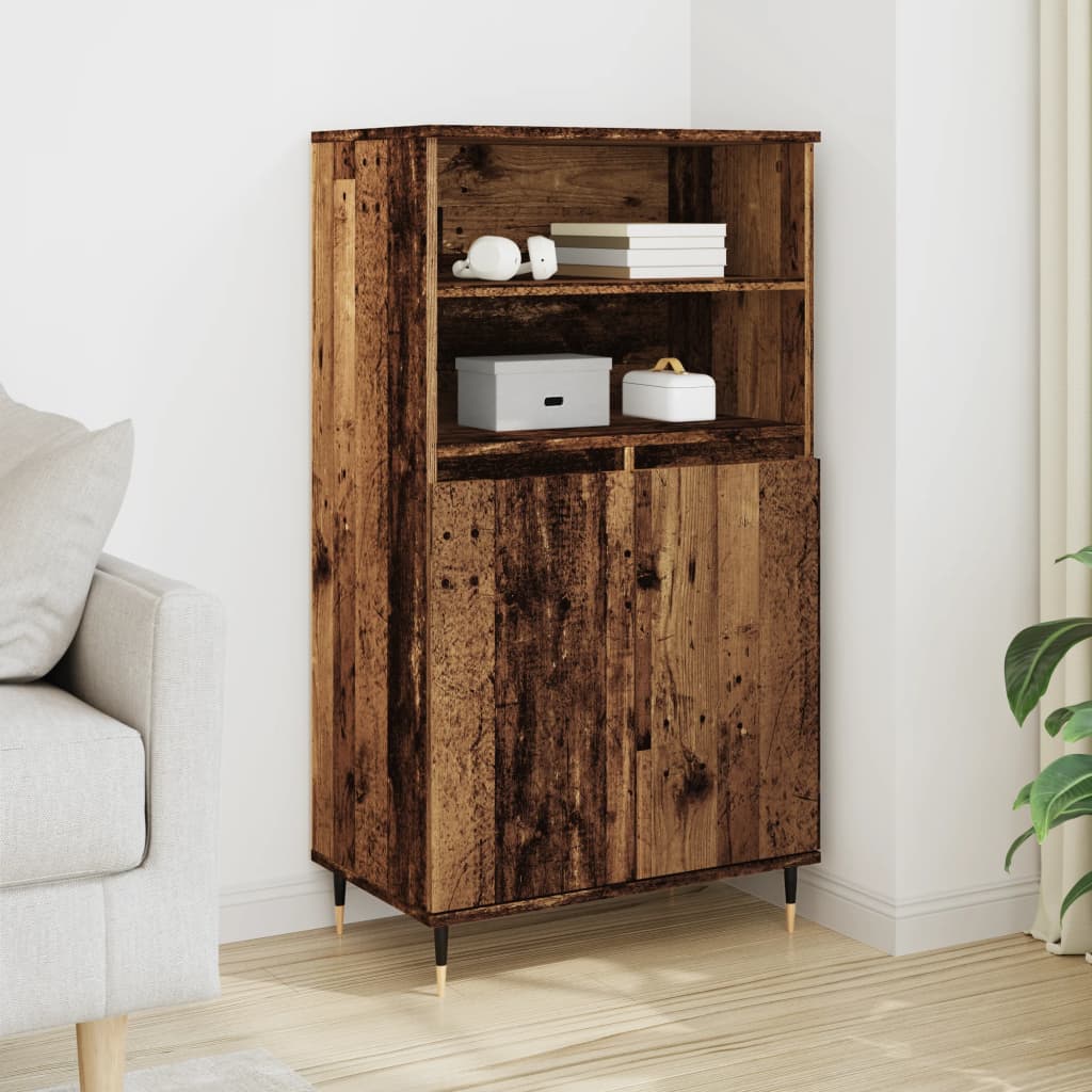 Aparador alto madera de ingeniería blanco brillo 69,5x31x115 cm
