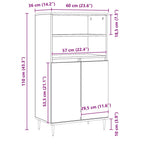 Aparador alto madera ingeniería roble artisian 60x36x110 cm