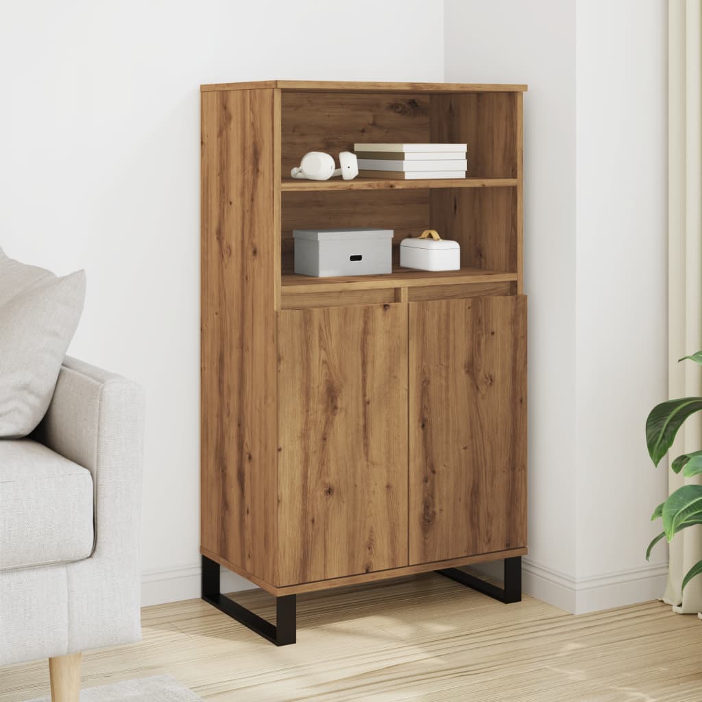 Aparador alto madera de ingeniería roble ahumado 80x42,5x249 cm