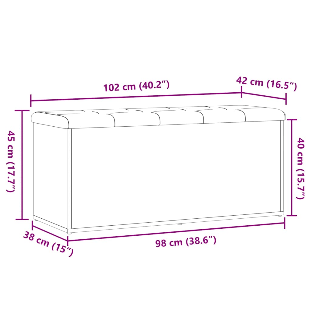 Banco almacenaje madera de ingeniería madera vieja 102x42x45 cm