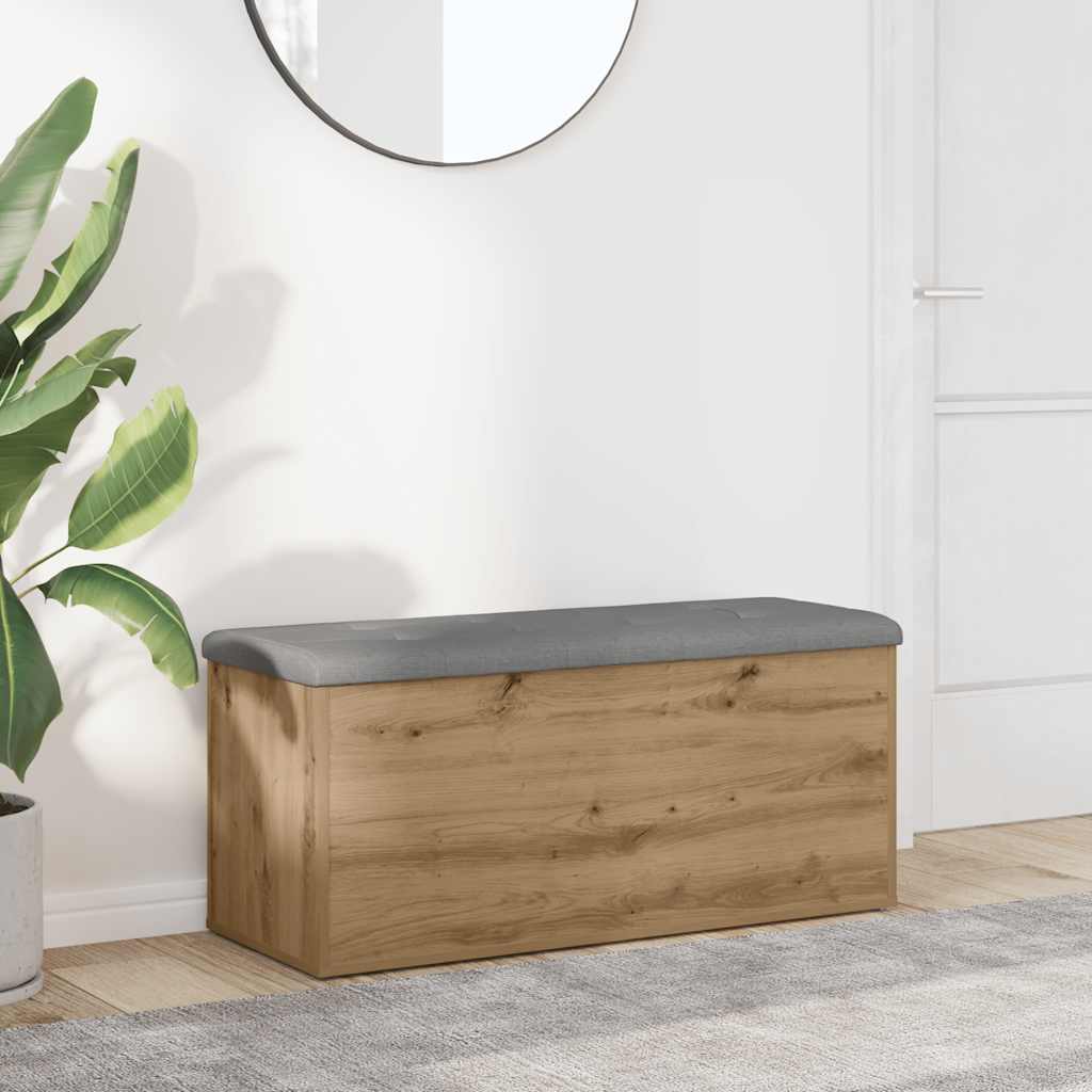 Banco de almacenaje blanco 102x42x45 cm madera de ingeniería