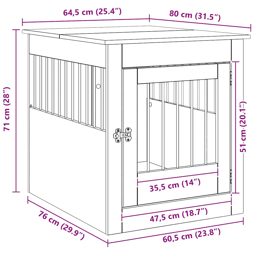 Jaula para perros mueble madera contrachapada roble artesanal