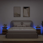 Mesilla de noche con LED madera marrón roble 35x39x55 cm