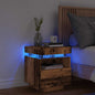 Mesita de noche con luces LED blanca 70x36x40,5 cm
