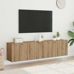 Muebles de TV con luces LED 2 uds roble ahumado 100x30x30 cm