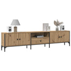 Mueble TV cajón madera ingeniería roble artesanal 200x25x44 cm