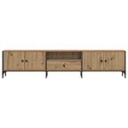 Mueble TV cajón madera ingeniería roble artesanal 200x25x44 cm