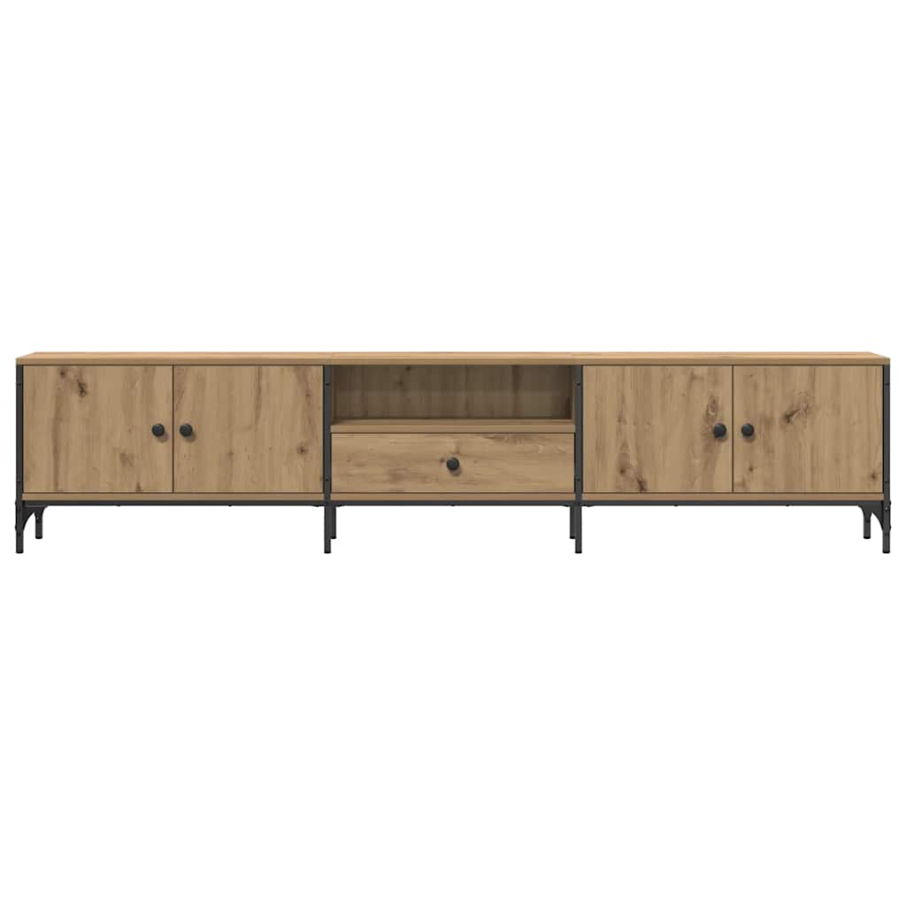 Mueble TV cajón madera ingeniería roble artesanal 200x25x44 cm
