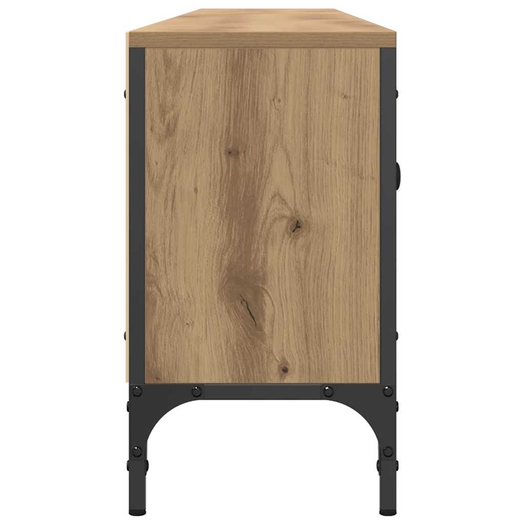 Mueble TV cajón madera ingeniería roble artesanal 200x25x44 cm