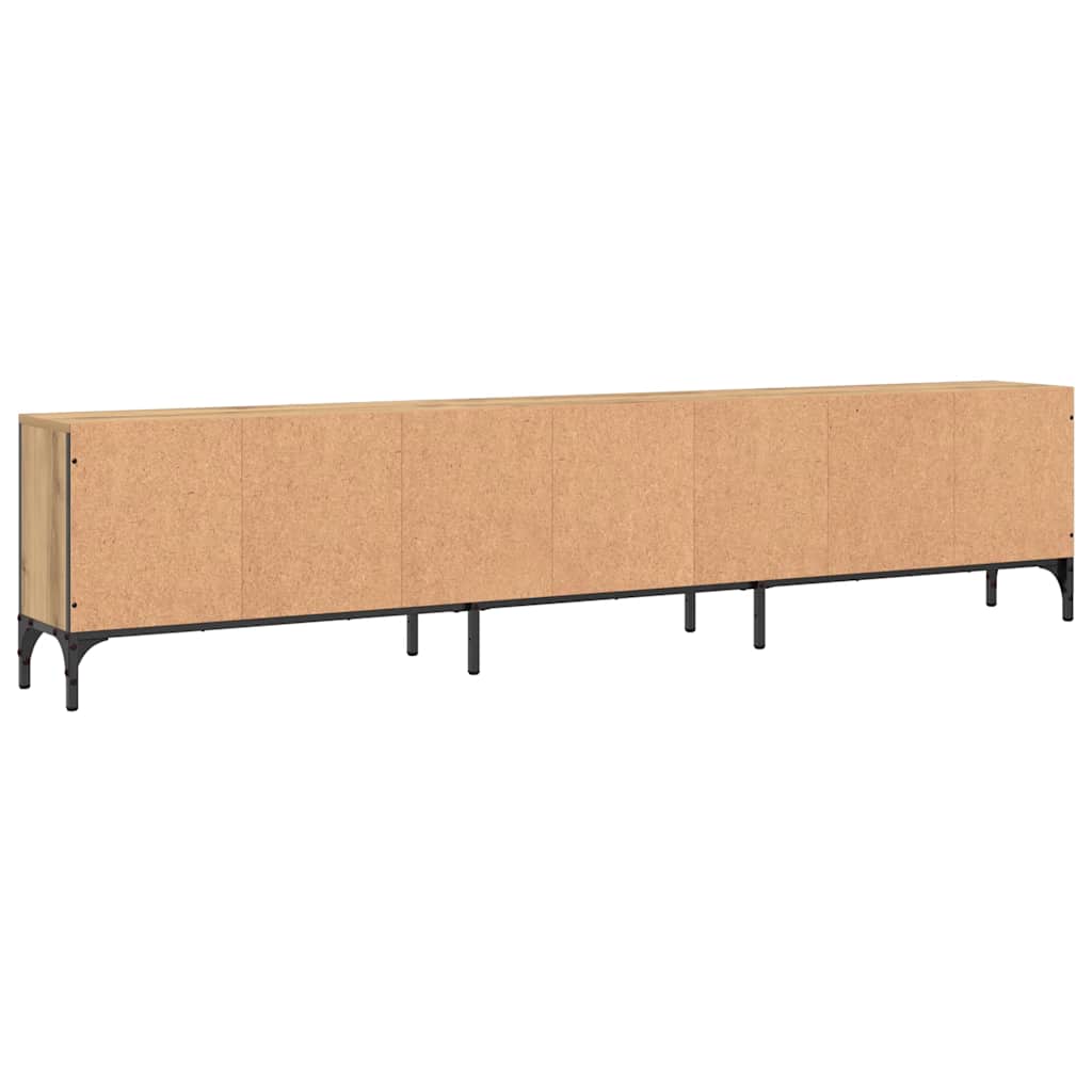 Mueble TV cajón madera ingeniería roble artesanal 200x25x44 cm