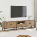 Mueble TV cajón madera ingeniería roble artesanal 200x25x44 cm