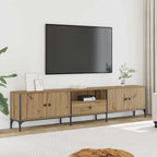 Mueble TV cajón madera ingeniería roble artesanal 200x25x44 cm