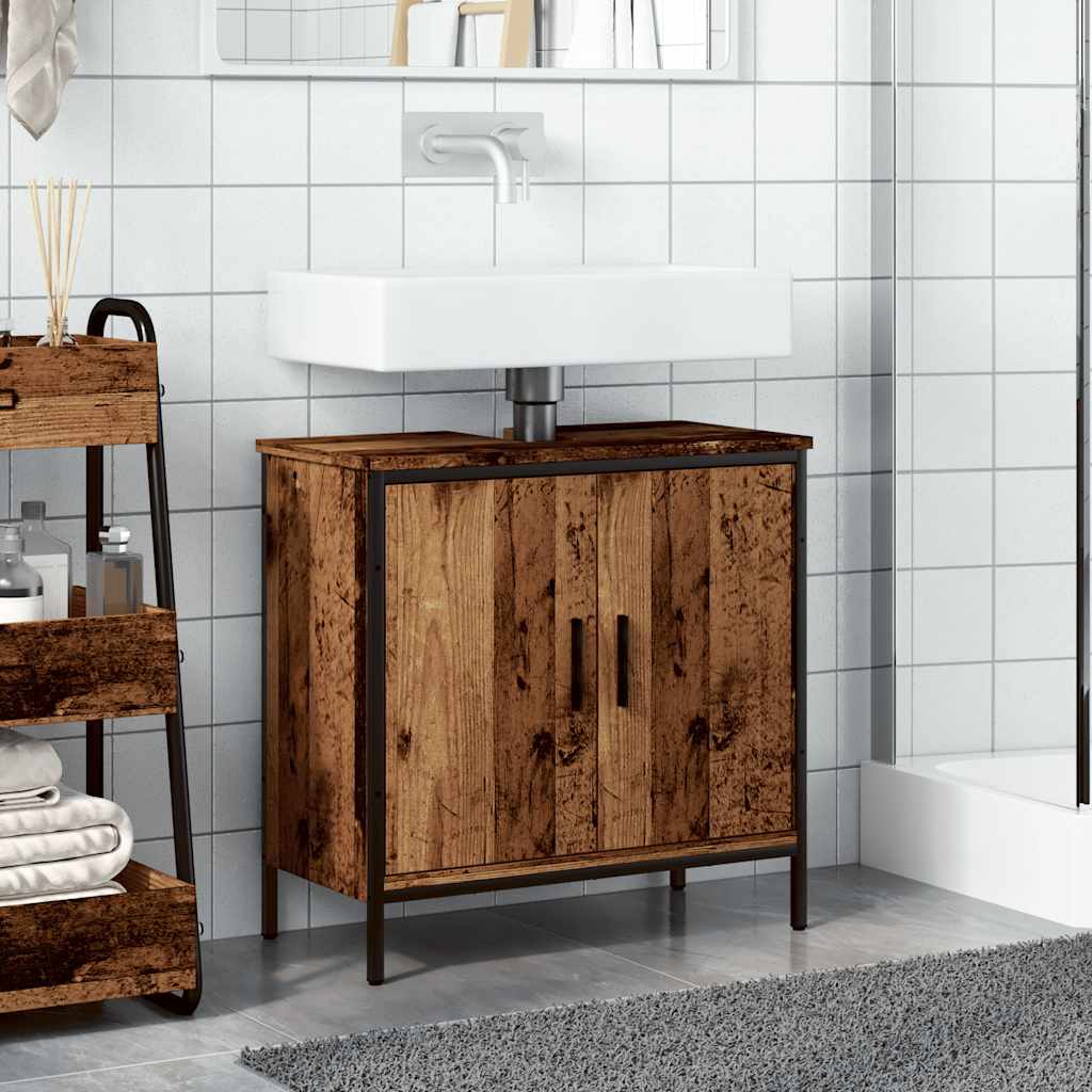 Armario de lavabo baño madera ingeniería envejecida 60x30x60 cm