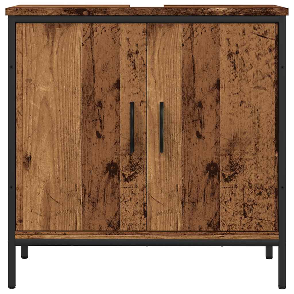 Armario de lavabo baño madera ingeniería envejecida 60x30x60 cm