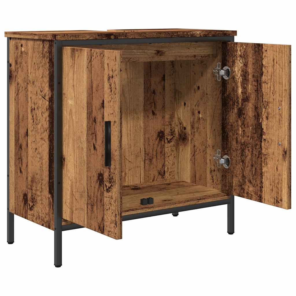 Armario de lavabo baño madera ingeniería envejecida 60x30x60 cm
