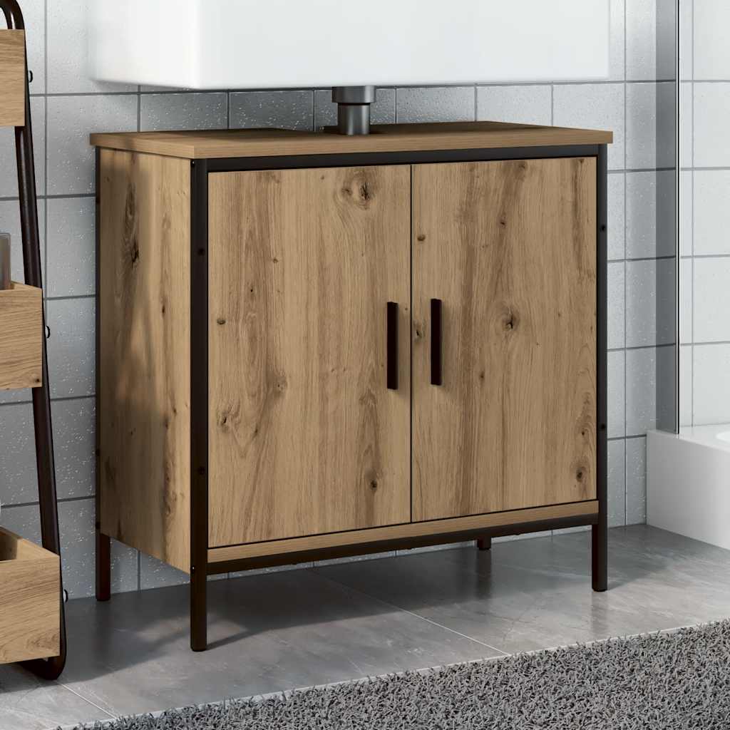 Armario lavabo baño madera ingeniería envejecida 80x30x60 cm