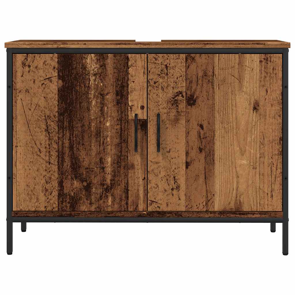 Armario lavabo baño madera ingeniería envejecida 80x30x60 cm