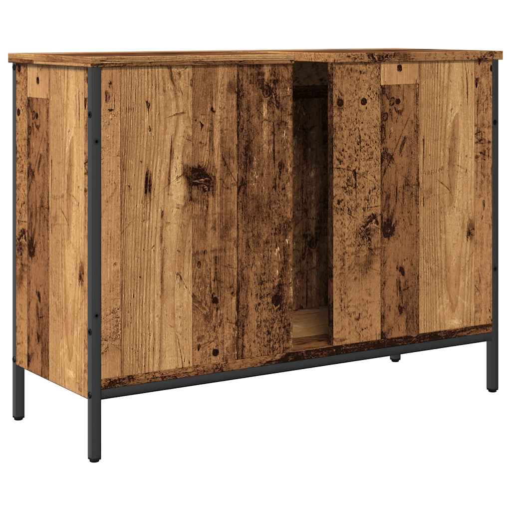 Armario lavabo baño madera ingeniería envejecida 80x30x60 cm